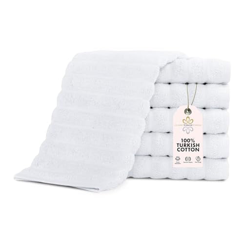 Classic Turkish Towels CTT Luxurious 100% Turkish Cotton Washcloths 6 Pack, Highly Absorbent & Quick Dry, Face Towels Wash Cloths for Hotel, Spa & Gym | 13"x13" (White) - color: White, size: 6-Piece Washcloth Set