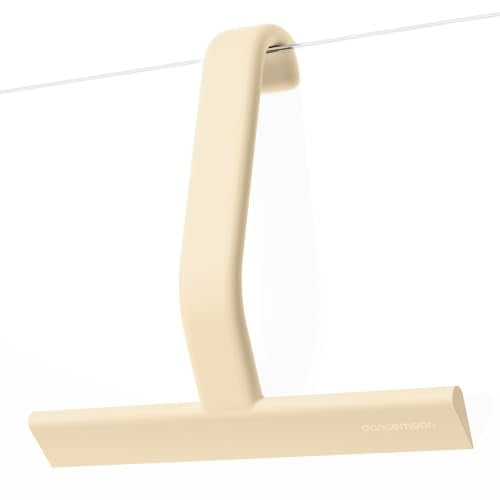 dancemoon JustHang Shower Squeegee for Glass Doors, All-One-Piece Award-Winning Silicone Squeegee with Built-in Hook for Bathroom, Window, Mirror, Tile Wall,Car, Streak-Free Cleaner,10-Inch Sand Beige - color: Sand Beige, size: 10 Inches