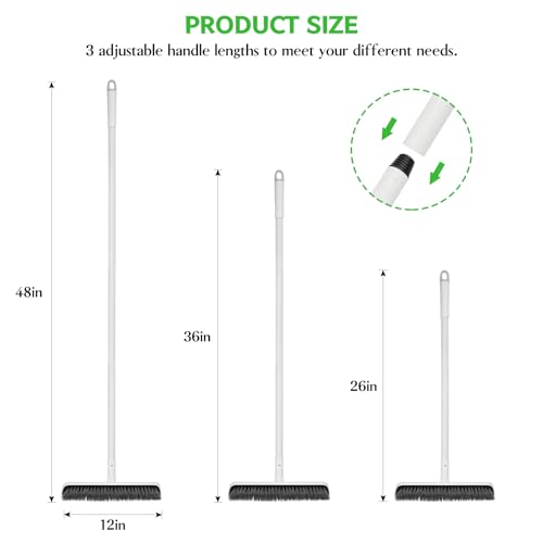 SetSail Floor Scrub Brush, Scrub Brush with Long Adjustable Handle 2 in 1 Scraper Brush Stiff Bristle Floor Scrubber for Cleaning Bathroom Shower Kitchen Garage Deck Tile Tub, Pure White - color: Pure White, size: 10in