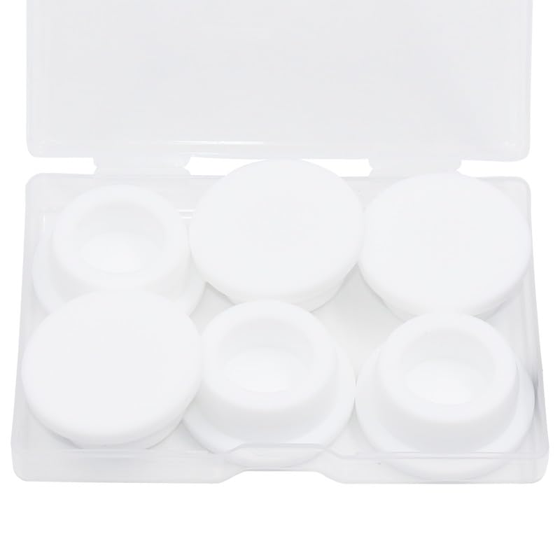 EASYEAH T-Shaped Silicone Rubber Hole Plug 29 mm/1-1/8 in Soft Flexible Rubber Stopper Tube End Cap Cover Waterproof Sealing Hole Plugs for Bottles Pipes, White, 6 Pcs - size: 29mm(1.125")