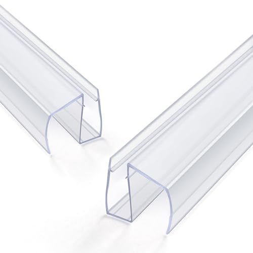Bathroom Shower Glass Door Bottom Seal Strip, 2PCS 36 Inch Long Clear PVC Seal Strips for 3/8"(10mm) Thick Framless Glass Door Panel - style: 3/8"(10mm) X 36"
