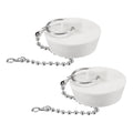 uxcell 2 Pcs Tub Stoppers, Rubber Bathtub Stoppers 1-3/8" to 1-1/2" Kitchen Sink Drain Stopper, Bathroom Drain Plug with Pull Ring and 15" Beaded Chain, White - size: 1-3/8"to 1-1/2"
