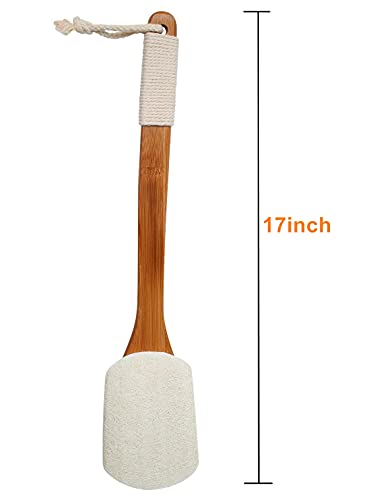 Leotruny 100% Natural Exfoliating Loofah with Long Wooden Handle | Shower Back Brush