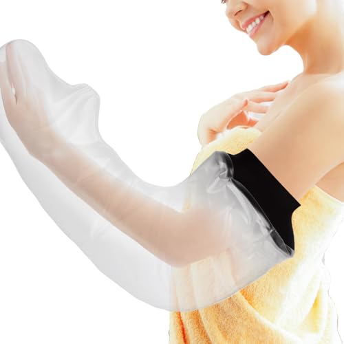 Cast Covers for Shower Arm, Waterproof Cast Cover, Cast Cover for Swimming, Cast Protector for Show Adult, Elbow, Hand, Elbow, Upper Arm (Diameter - 7.9") Extra Long - color: Full Arm L, style: Soft Black