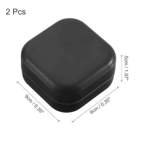 uxcell Wooden Soap Holder, Detachable Self Draining Square Soap Dishes with Lid, Wooden Bamboo Soap Bar Tray for Shower (Double Pack Rounded Black) - color: Black