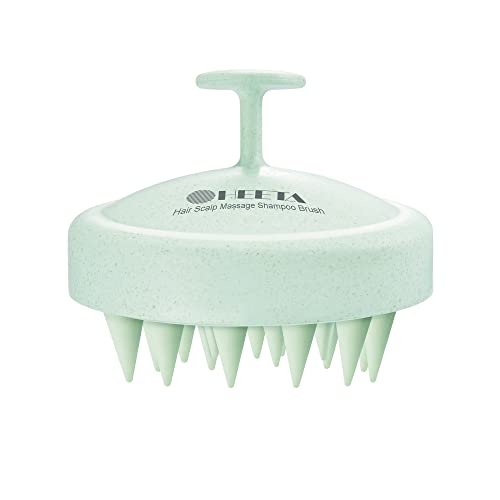 HEETA Scalp Massager Hair Growth, Soft Silicone Scalp Scrubber Shampoo Brush for Exfoliation, Dandruff Removal & Head Massage Stress Relax, Wet & Dry Use for Thick, Thin Hair Care, Wheat Straw Green - color: New Green