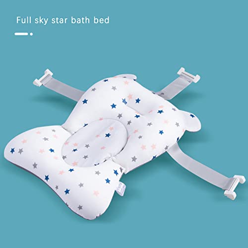 Baby Bath Cushion Pad Newborn Bathtub Mat Infant Bath Supporter Net Baby Bathtub Pillow Non-Slip Floating Bathing Tub Seat (White Star, 28cm*43cm*26cm) - color: White Star
