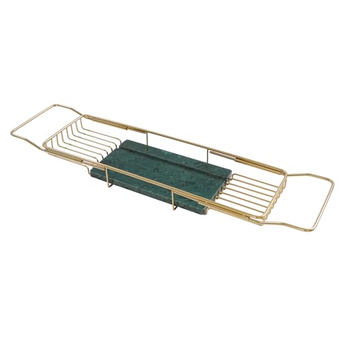 Expandable Bathtub Tray,Bathtub Tray Caddy for Luxury Bath Expandable,Expandable Range 68-90cm/26.77-35.43 in (Gold+Green) - color: Gold+green