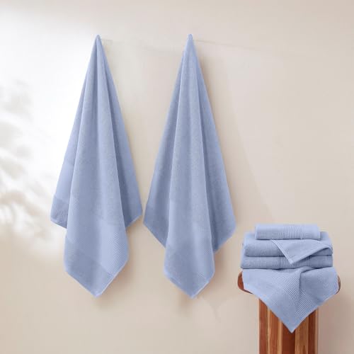 Modern Threads Air Cloud 18-Piece Towel Set - 100% Zero-Twist Cotton, 500 GSM, Quick Dry & Plush, Blue - color: Blue, size: 18 Pcs Towel Set