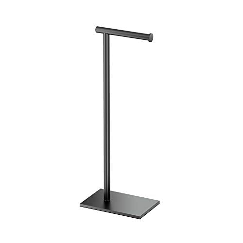 Gatco 1431MX Modern Square Base Toilet Paper Holder Stand, Matte Black, 22.25"H - color: Matte Black, 22.25"h
