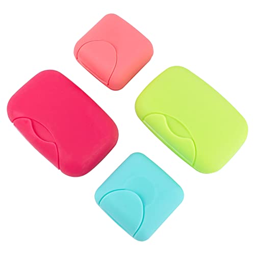 AUEAR, 4 Pack Candy Color Portable Soap Box Holder Plastic Case Travel Dish Container with Lid for Home Bathroom Hiking Outdoor (2 Small & 2 Large) - color: 2.8" & 4.7", size: 4 Pack