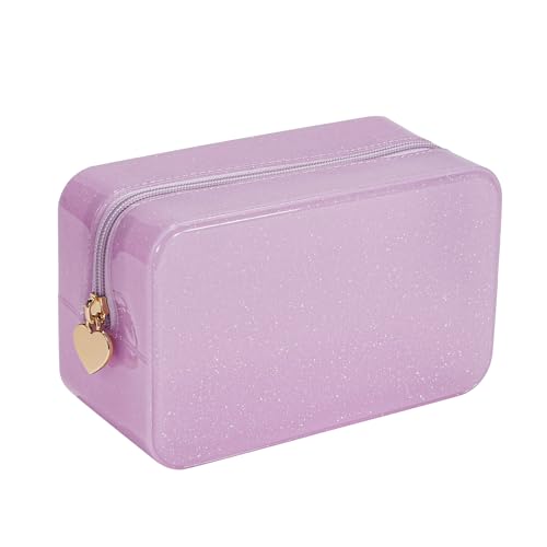 PVC Jelly Travel Makeup Bag,Waterproof Cosmetic Bag/Case with Zipper, Toiletry SPF Bag for Sunscreen, Skincare, and Daily Essentials (07Small Ballet Pink) - color: 07Small Ballet Pink