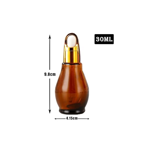 8 Pack 1oz Glass Dropper Bottles 30ml Amber Gourd Shaped Bottles with Dropper, Tincture Bottle,for Essential Oils, Hair Oil, Liquids, Perfume (Amber/Flower Basket Cap, 30ml) - color: Amber/Flower Basket Cap