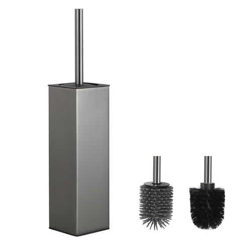 BVL Toilet Brush and Holder Set Gun Gray Freestanding Toilet Bowl Brush for Bathroom - color: Gun Gray