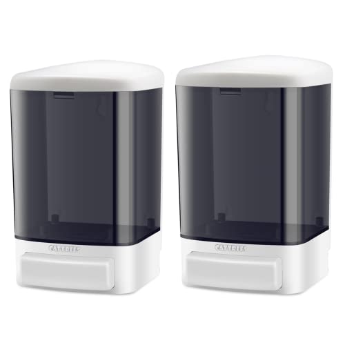 2 Pack 33.8 oz Manual Wall Mounted Soap Dispenser Kitchen Bathroom Hand Commercial Soap Dispenser Refillable for Liquid Containers Shampoo Gel Chamber-Plastic Black