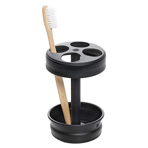 iDesign Metal Toothbrush Holder - Bathroom Cup for Bathroom Organization, The Olivia Collection - 3.25" x 3.25" x 5", Matte Black - color: Matte Black