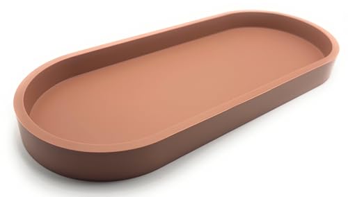 Premium 12” x 5” Silicone Vanity Tray | Sink and Surface Organizer with Sturdy Non-Slip Base | Heat Safe, Dishwasher Safe (Mocha) - color: Mocha