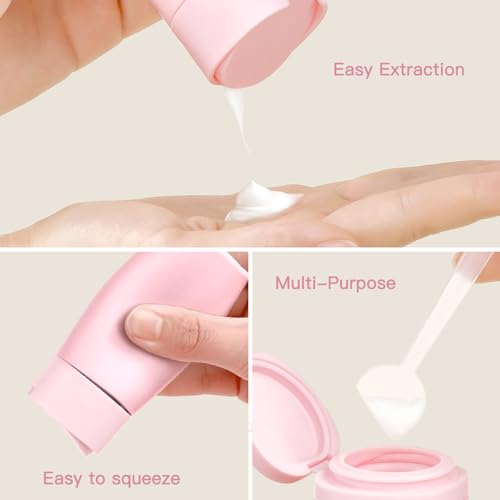 Travel Bottles for Toiletries, 5 Pack Travel Size Containers, TSA Approved Leak Proof - Silicone Toiletry Containers with Clear Bag for Shampoo, Conditioner & Lotion, Travel Essentials - color: Pink