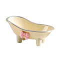 5.5" Soap Dish, Mini Bathtub Shape Soap Holder Container for Desktop Shower, Makeup Beauty Blender Organizer for Bathroom Decor