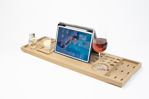 Bathtub Tray, Retractable Bathtub Rack for Bathtub, Sturdy and Waterproof Home Spa, Favored Gift by Lady Teak Color