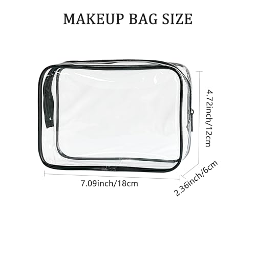 Neon TSA Approved Clear Toiletry Pouch, 7"x2.3"x4.7" Size, PVC Travel Makeup Bags for Toiletries, Transparent Cosmetic Bag for Women and Men Small (Clear-5pcs) - color: Clear-5pcs