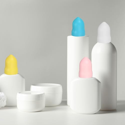 uxcell 5pcs Silicone Bottle Covers for Travel, Elastic Sleeves for Leak Proofing 0.88"/1.1"/1.6" Dia Toiletry Sleeves Travel Accessories for Shampoo Wash Body Bottles, White