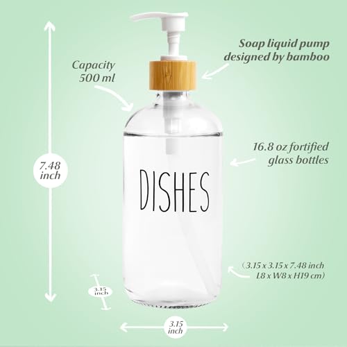 LOOCHICA Clear Glass Soap Dispenser Set with Tray, Transparent Dish and Hand Soap Dispenser Set, Refillable Reusable Apothecary Soap Pump Dispenser Bottles for Bathroom and Kitchen - color: A05-2 X Clear