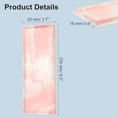 uxcell Marble Tray for Bathroom 9" Small Rectangle Ceramic Vanity Tray for Countertop Shatterproof Bathtub Soap Tray Kitchen Sink Organizer Key Trinket Ring Tray, Pink - color: Pink