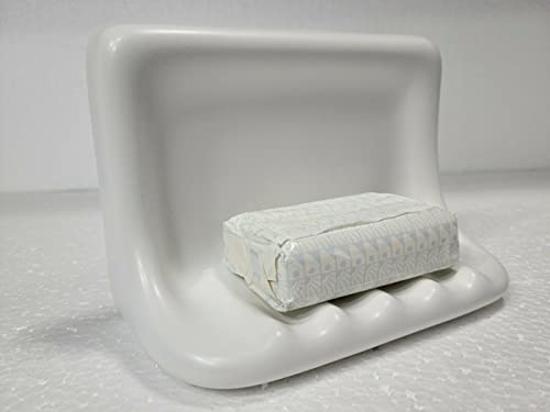 Bright White Matte Ceramic Soap Dish Tray Tile in Daltile Color 0790 Mid Century Modern Retro