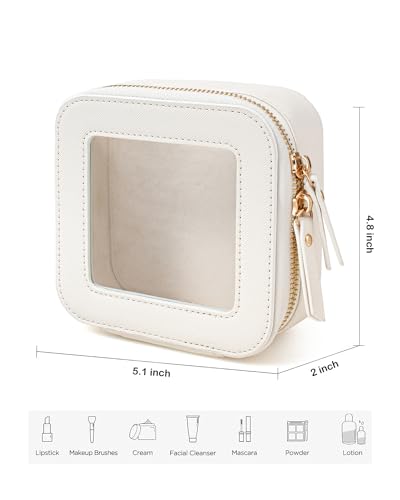 Travel Clear Makeup Bag Set, TSA Approved Cosmetic Bag Case with Zipper Portable Makeup Pouch Toiletry Bag Traveling Cosmetic Organizer Storage Bag Car Organizer Car Essentials - color: Mini White