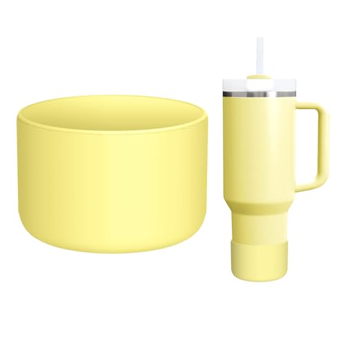 WUQID Silicone Boot Sleeve Compatible with Hydro Flask Travel Tumbler with Handle 32oz&40oz and 12-24oz Hydroflask Bottle & Stanley 20 30 40oz Tumbler, Fit 2.83-2.95in Bottom, Anti-Slip Bottle Cover - color: Pomelo