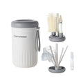 Travel Silicone Baby Bottle Brush Cleaner, Bottle Cleaner Brush Set | Foldable Baby Bottle Drying Rack, Essential Cleaning Set for Outdoor Travel - color: Grey and White