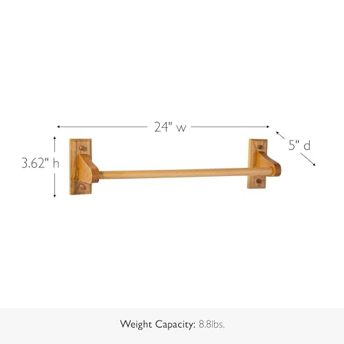 Dalton 4-Piece Bathroom Accessory Set, Honey Oak, Includes Towel Bar, Towel Ring, Toilet Paper Holder, and Robe Hook – Design House, 561258 - size: 4-Piece