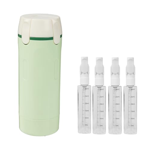 4 in 1 Travel Dispenser Bottle - Refillable Leak Proof and Portable for Shampoo, Conditioner, Shower Gel & Toiletries - Perfect for Vacation, Camping & Gym. (White+Green) - color: White+green