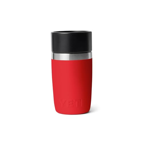 YETI Rambler 8 oz Travel Bottle, Stainless Steel, Vacuum Insulated with Leakproof Commuter Cap, Rescue Red - color: Rescue Red, size: 8 Ounces