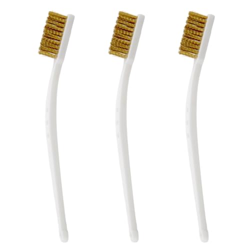 Small Brass Brush 3PCS Brass Wire Brushes for Cleaning, 3D Printer Nozzle Cleaning Brasses Wire Toothbrush Tool, Brasses Brush Handle Hot End Toothbrush for Polishing & Rust Removal