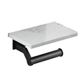 Hoimpro Matte Black Aluminum Toilet Paper Holder with White Natural Marble Shelf, Wall Mounted Tissue Hand Paper Roll Storage Holder for Bathroom Kitchen Washroom Bedroom - color: Black