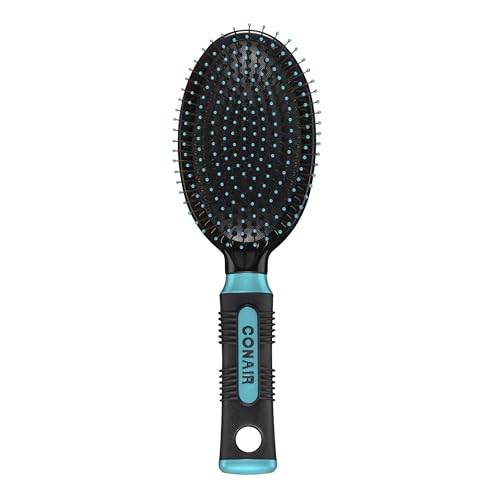 Conair Salon Results Hair Brush, Detangling Hair Brush for Men and Women, For All Hair Types, Metal Bristles and Cushion Base - color: Teal, size: Wire Cushion Brush (Pack of 1)