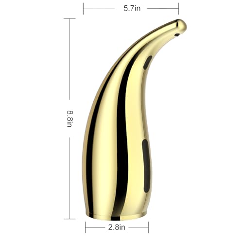 300ml Gold Magnetic Charging Touchless Soap Dispenser | Adjustable Liquid Output IPX6 Waterproof Design Fits Kitchen Bathroom Hotel and RV Daily Use - color: Golden