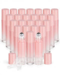 Worldgsb 25 Pack Essential Oil Roller Bottles, 10ml Refillable Glass Roller Bottles with Stainless Steel Roller Balls and Caps for Travel, Perfume and Lip Gloss Pink Gradient - color: Pink-Gradient, style: 25 Pack