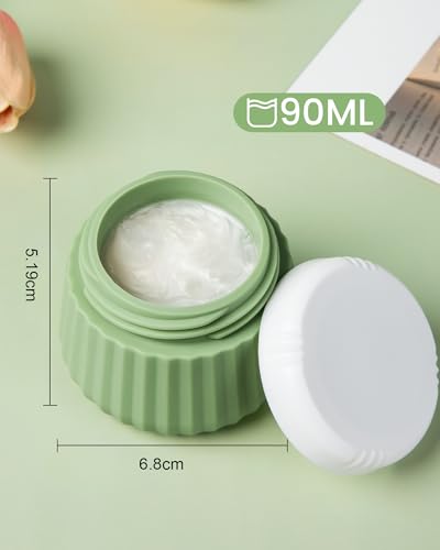 Mrsdry Travel Containers for Toiletries 4 Pack, TSA Approved Travel Size Toiletries, With Clear Bag Leak Proof Silicone Jars, Creams Jars Carrying Small Items - color: Water Green, size: 3 oz