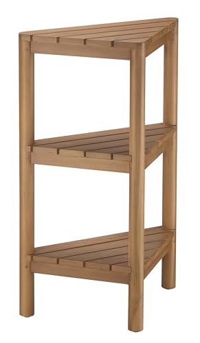 Fully Assembled Teak Corner Bath Shower Storage Stand, Corner Shelves, Shower Caddy 26.5"