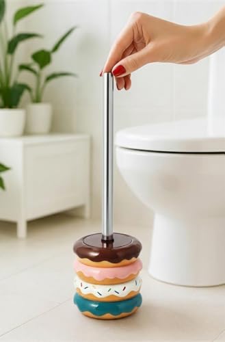 Deep & Sturdy Toilet Bowl Brush with Holder - Doughnut Bowl Brush - Durable Scrubbing - Toilet Cleaners - Household Essentials - Bathroom Cleaner - Cleaning Supplies - Household Supplies - color: Doughnut