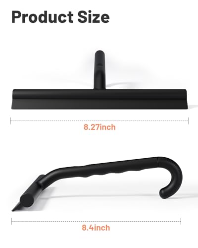 Silicone Shower Squeegee with Hook,Dual-Sided Design with Scraper & Scrub Surface, Shower Squeegee for Glass Doors (Classic Black) - color: Classic Black
