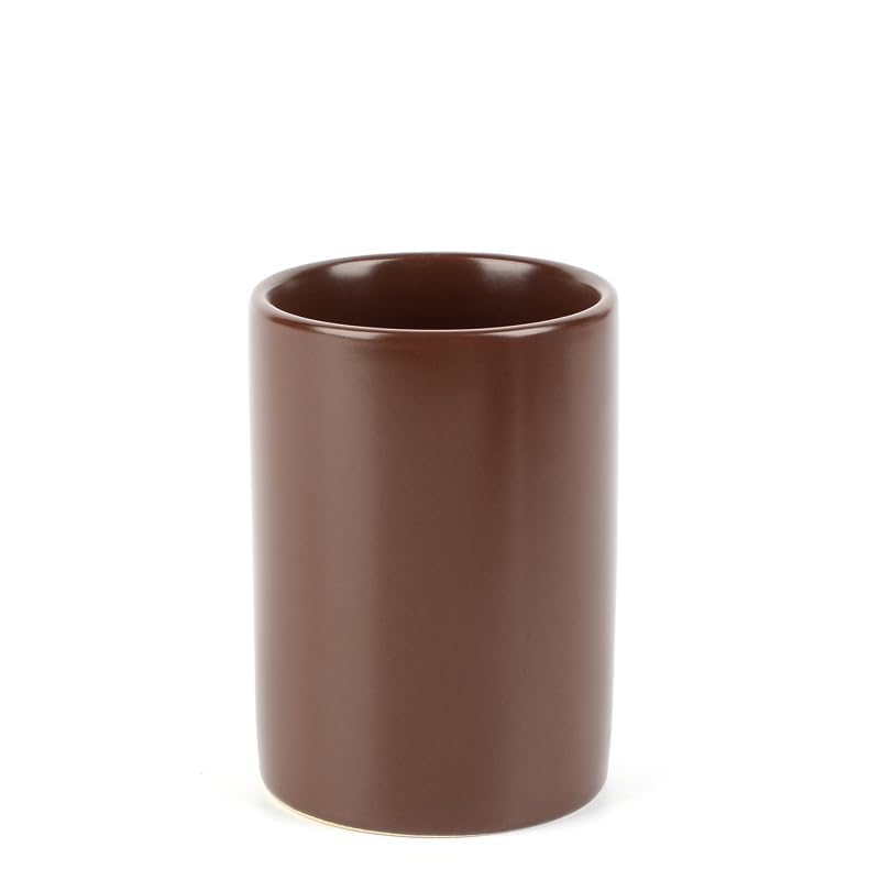 WPM 4 Piece Ceramic Bathroom Accessories Set - Brown - Our Complete Bath Decor Kit Includes Designer Soap or Lotion Dispenser - Toothbrush Holder - Tumbler - Soap Dish - color: Brown