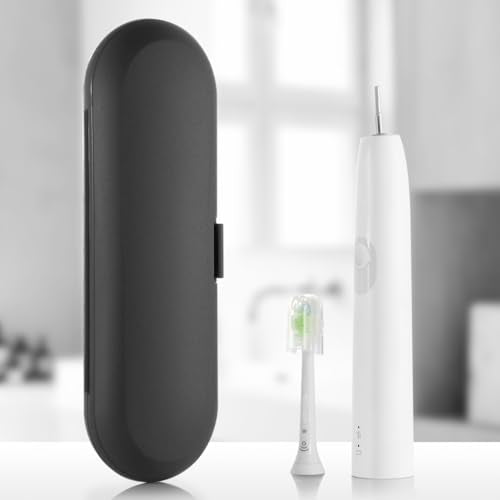 Cosmos Pack of 2 Plastic Travel Case Toothbrush Carrying Case Holder Container Compatible with Oral B Pro and also for Sonicare & Other Toothbrush - color: Black + White