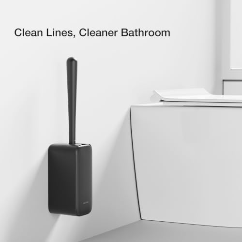 Toilet Cleaner Brush, Diveotree Toilet Brush and Holder for Dead Corner Cleaning, Wall Mounted Toilet Bowl Brush for Bathroom Decor, Toilet Scrubber Brush for Home/Hotel (Black, 1pack) - color: Black