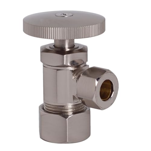 Westbrass Round Handle Angle Stop Shut Off Valve, 1/2" Copper Pipe Inlet with 3/8" Compression Outlet, Satin Nickel, D105-07 - color: Satin Nickel, size: 1 Pack