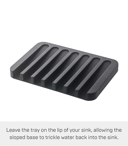 YAMAZAKI Home Flow Soap Tray - Silicone Holder Dish for Sink - Silicone