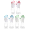 Waterproof Anti-slip Cleaning Gloves 3 Pairs Set, Kitchen and Toilet Household Gloves, Medium Size, Pink Green Blue, Reusable Housework Accessories